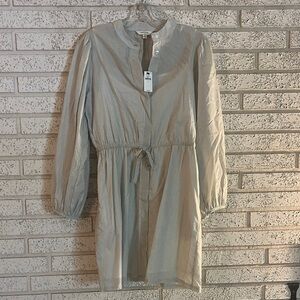 Banana Republic Gray Striped Long Sleeve Dress